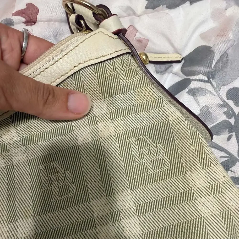 Dooney & Bourke Jacquard Signature Monogram Hobo Shoulder Bag with Leather Trim